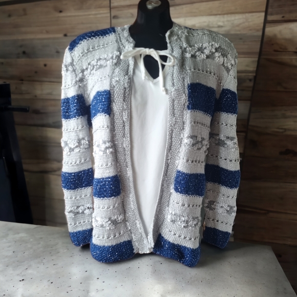 Hand Made Open Front Sparkly Cardigan Sweater - Picture 1 of 7